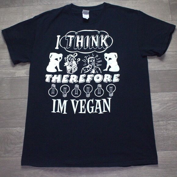 Y2K I Think Therefore I Am Vegan T-Shirt Sz M Glow In The Dark - Picture 1 of 5